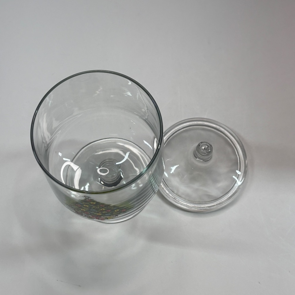 1985 CARLTON Christmas Tree Clear Glass Footed Candy Apothecary Jar - Picture 6 of 11